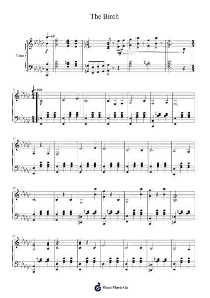 The Birch Sheet Music by Evgeny Mikhailovich Dreizin-Arr.Comnions Irlay