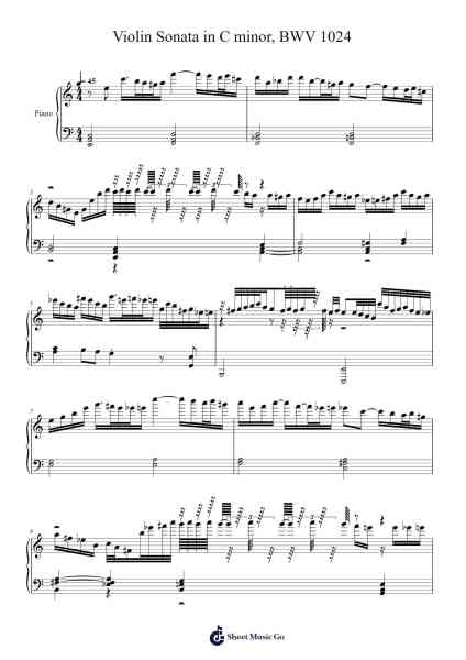 Violin Sonata in C minor, BWV 1024 Sheet Music by Johann Sebastian Bach-Arr.Wilheljones
