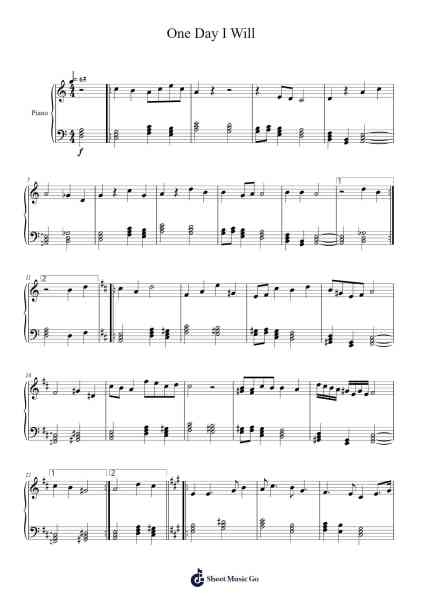 One Day I Will Sheet Music by Alex Garcia-Arr.Latnon Yonngpold