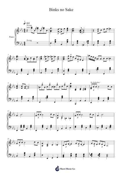 Binks no Sake Sheet Music by Kohei Tanaka-Arr.Juneham Kentcooke