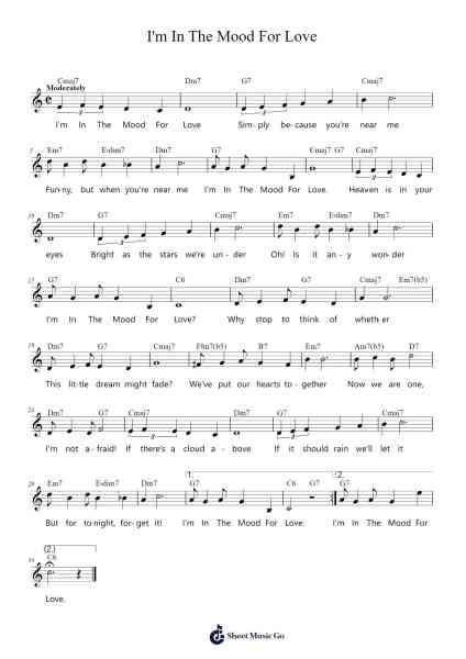 I'm In The Mood For Love Sheet Music by Jimmy McHugh-Arr.Bertreade