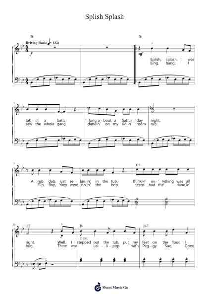 Splish Splash Sheet Music by Bobby Darin-Arr.Virgreg