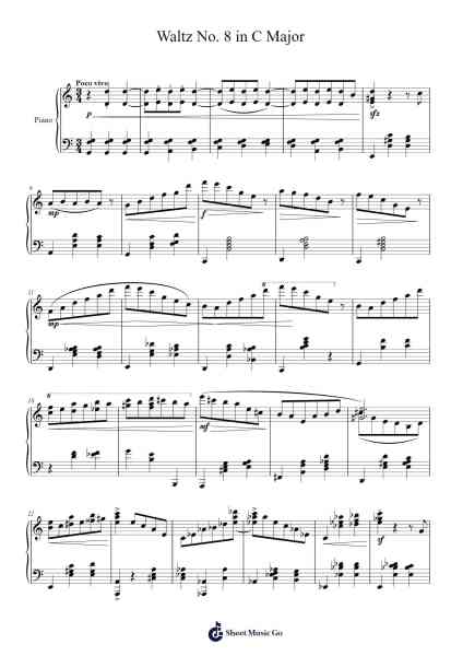 Waltz No. 8 in C Major, Op. 6 No. 4 Sheet Music by Moulduke-Arr.Pubey