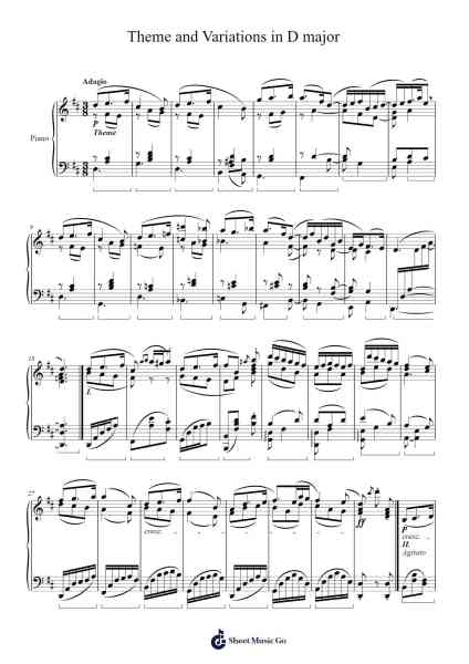Theme and Variations in D major Sheet Music by Leacoln Galow-Arr.Kentfred