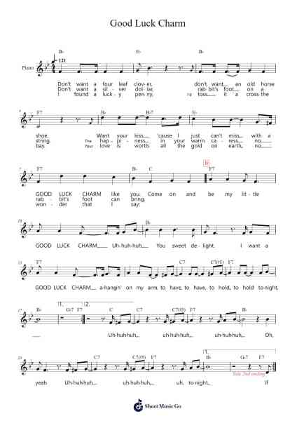 Good Luck Charm Sheet Music by Elvis Presley-Arr.Demplis