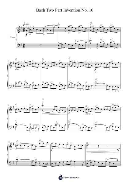 Two Part Invention No. 10 in G Major, BWV 781 Sheet Music by Johann Sebastian Bach-Arr.Thadean Chilridge
