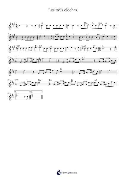 Les trois cloches Sheet Music by Édith Piaf-Arr.Stilris Babty