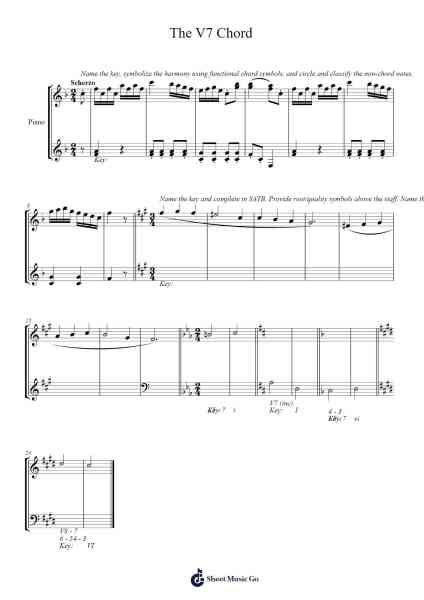 The V7 Chord Sheet Music by Justin Zhu-Arr.Hufaithe Deantate