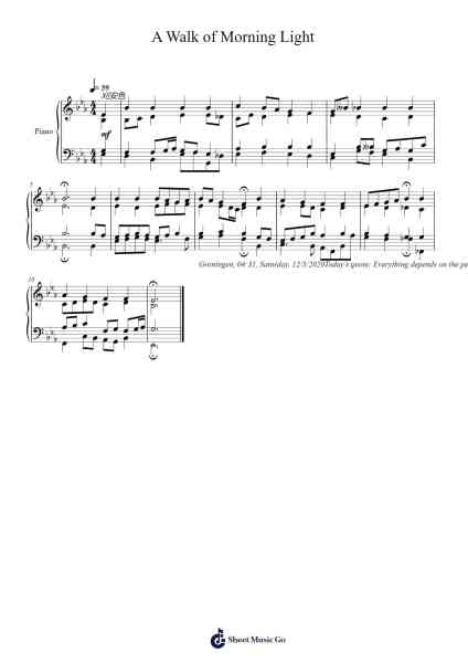 A Walk of Morning Light Sheet Music by Toursbur-Arr.Vicstowe Diaearl
