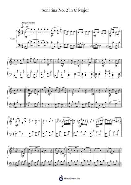Sonatina No. 2 in C Major, Op. 1a, No. 2 Sheet Music by Emile Joseph Tromp-Arr.Gwenje Cookmike