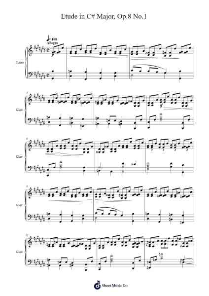 Etude in C# Major, Op. 8 No. 1 Sheet Music by Alexander Scriabin-Arr.Rosjay Sibylgale