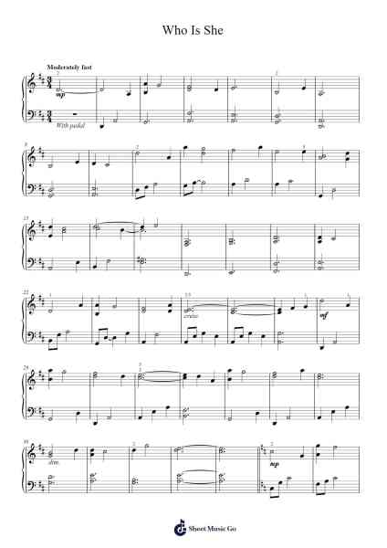 Who Is She Sheet Music by Patrick Doyle-Arr.O'Cady Bobde