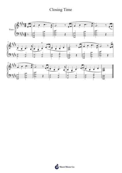 Closing Time Sheet Music by Vikes Saxberg-Arr.Bobtab