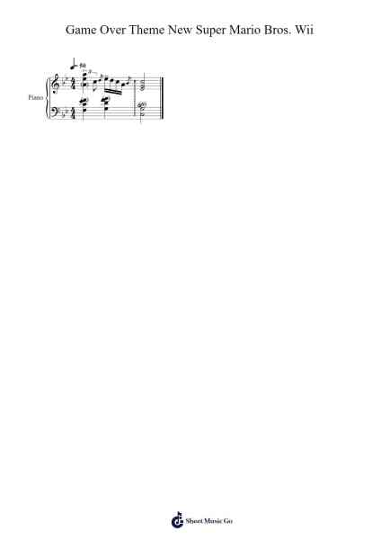 Game Over Theme New Super Mario Bros. Wii Sheet Music by Ryo Nagamatsu/Kenta Nagata-Arr.Chloekeats