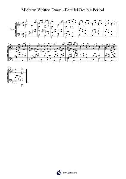 Midterm Written Exam - Parallel Double Period Sheet Music by kiandye-Arr.Rusden