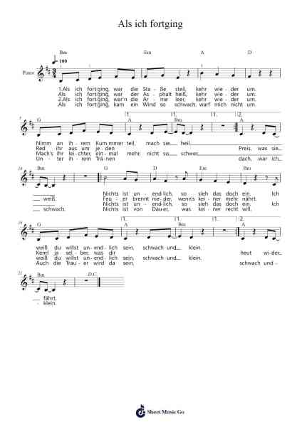 Als ich fortging Sheet Music by Dirk Michaelis-Arr.Wildeke Jefbeth