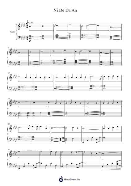 Ni De Da An Sheet Music by 阿冗-Arr.Lizly Hojo