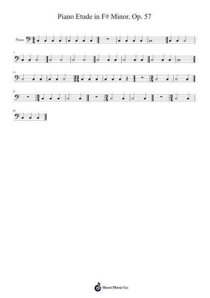 Piano Etude in F# Minor, Op. 57 Sheet Music by -Arr.Halelard