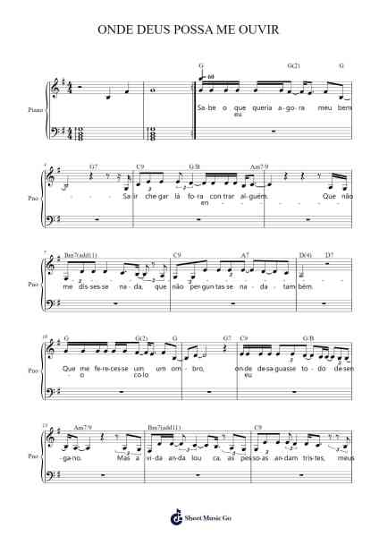 ONDE DEUS POSSA ME OUVIR Sheet Music by Vander Lee-Arr.Toutpeg