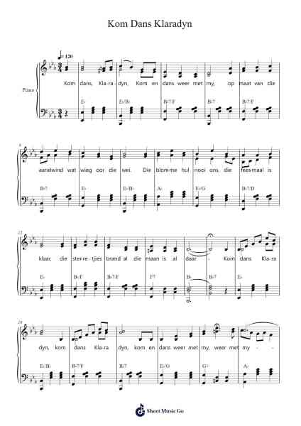 Kom Dans Klaradyn Sheet Music by S Le Roux Marais-Arr.Shawstuart Bergwar