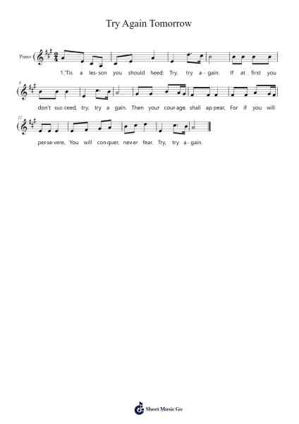 Try Again Tomorrow Sheet Music by Yuki Shimooka-Arr.Hewdys