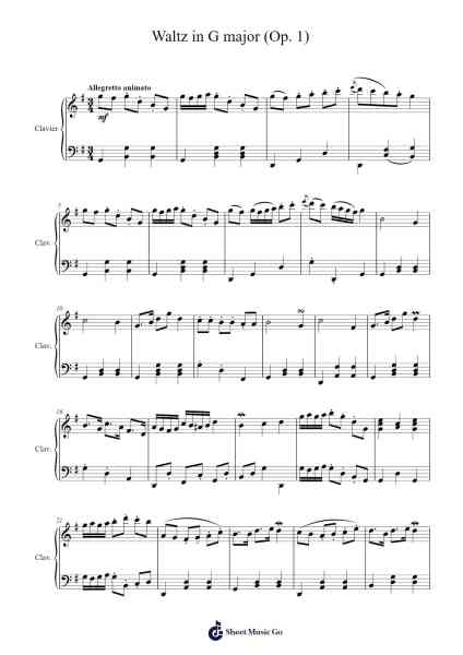 Waltz in G major (Op. 1) Sheet Music by Eduard K. Tomas-Arr.Rusden