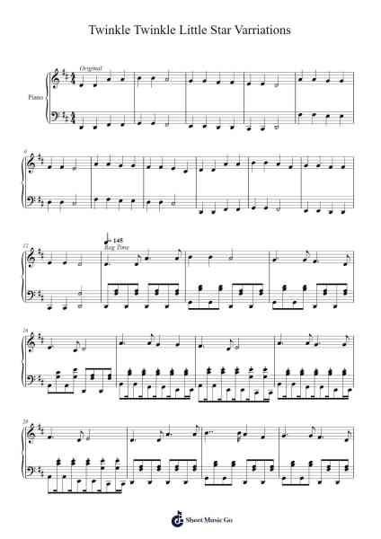 Twinkle Twinkle Little Star Varriations Sheet Music by Will Holmes-Arr.Croftslon Maugnings