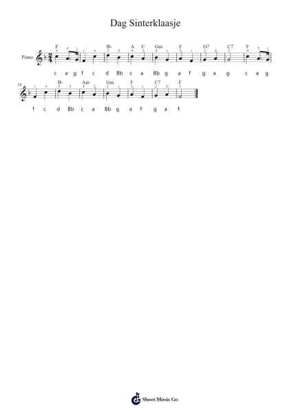 Dag Sinterklaasje Sheet Music by undefined-Arr.Wheenan