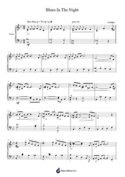 Blues In The Night Sheet Music by Harold Arlen/Johnny Mercer-Arr.Kelniell Bircer