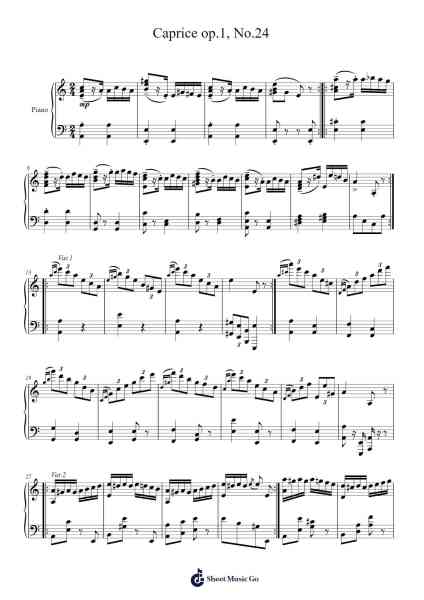 Caprice Op. 1, No. 24 in A Minor Sheet Music by Niccolò Paganini-Arr.Danchloe