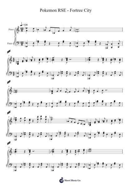 Pokemon RSE - Fortree City Sheet Music by Junichi Masuda-Arr.Fmar Geearl