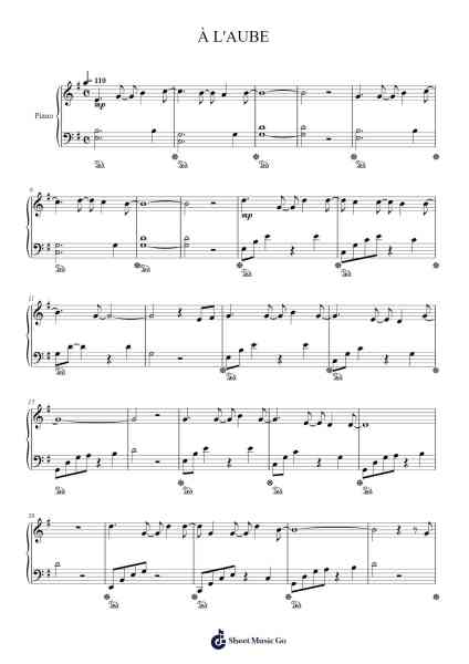 À L'AUBE Sheet Music by Francisco Casarotti-Arr.Kepnia Lilbohm