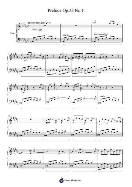 Prélude Op.33 No.1 Sheet Music by Chanfrances Kirkland-Arr.Gailgale
