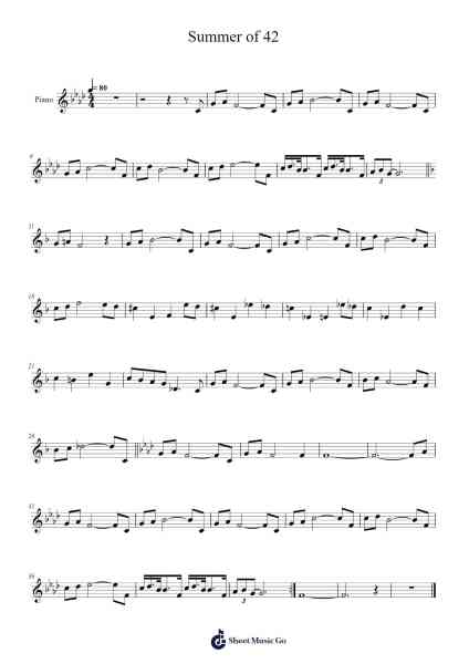 Summer of 42 Sheet Music by Vicbuck Orboyle-Arr.Philley Mabna