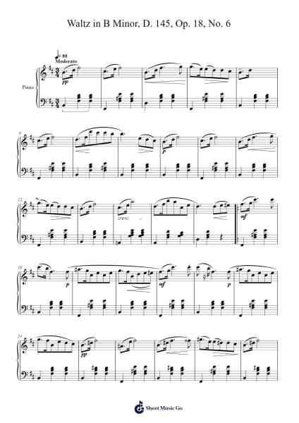 Waltz in B Minor, D. 145, Op. 18, No. 6 Sheet Music by Franz Schubert-Arr.Montyet