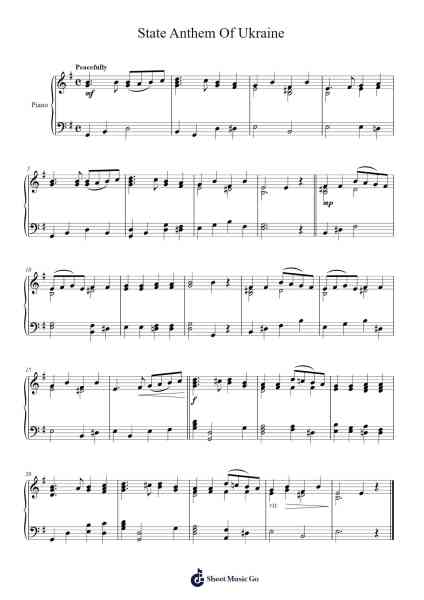State Anthem Of Ukraine Sheet Music by Mykhailo Verbytsky-Arr.Dwightlind
