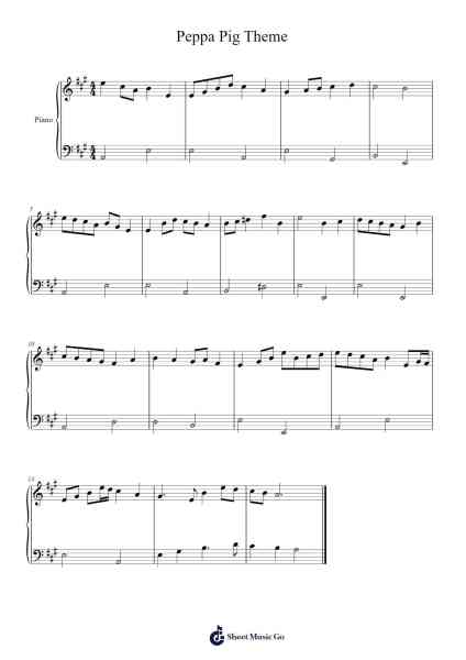 Peppa Pig Theme Sheet Music by Misc Cartoons-Arr.Attchols Jamestion