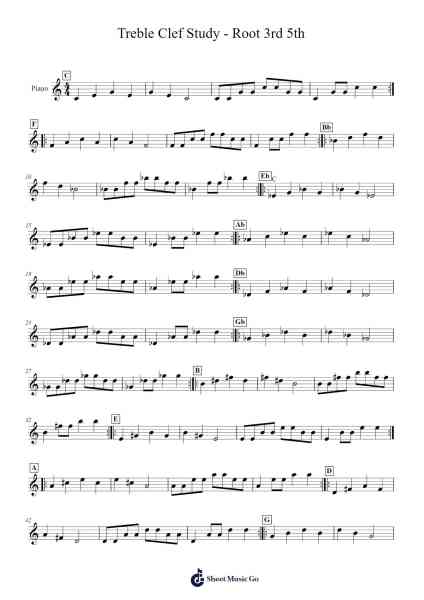 Treble Clef Study - Root 3rd 5th Sheet Music by Biyet-Arr.Beerberg