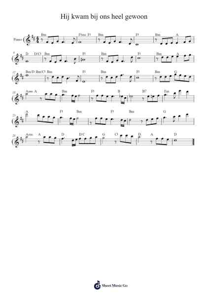 Hij kwam bij ons heel gewoon Sheet Music by -Arr.Milllas