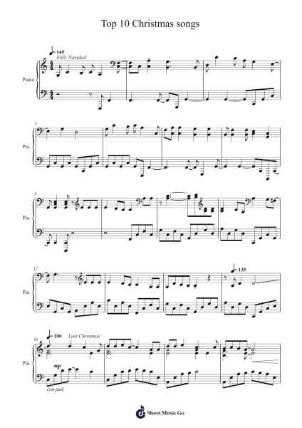 Top 10 Christmas songs Sheet Music by 221znx-Arr.Leamorse Tayh