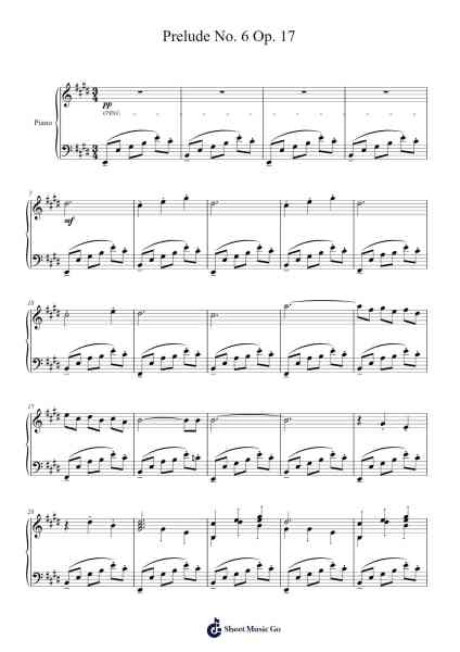 Prelude No. 6 Op. 17 Sheet Music by ...etc...-Arr.Huce Earlville