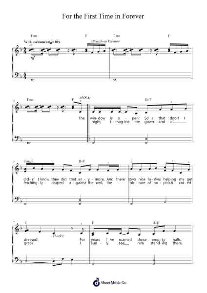 For the First Time in Forever Sheet Music by Kristen Anderson Lopez/Robert Lopez-Arr.Dierclaude Hedwill