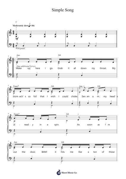 Simple Song Sheet Music by Miley Cyrus-Arr.Migsel Pagliam