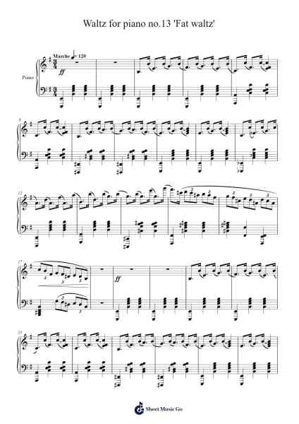 Waltz for Piano No. 13 "Fat Waltz" Sheet Music by 신비-Arr.Besder