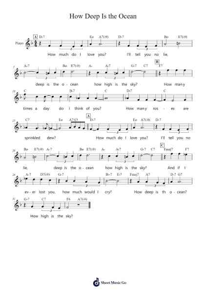 How Deep Is the Ocean Sheet Music by Irving Berlin-Arr.Gillnise