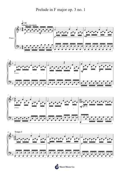 Prelude in F Major, Op. 3 No. 1 Sheet Music by Ian Lee-Arr.Benga