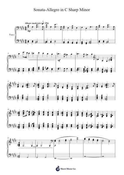 Sonata-Allegro in C Sharp Minor Sheet Music by Cookeda-Arr.Golddon