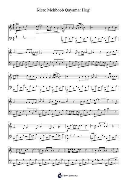 Mere Mehboob Qayamat Hogi Sheet Music by Laxmikant-Pyarelal-Arr.Shirvien
