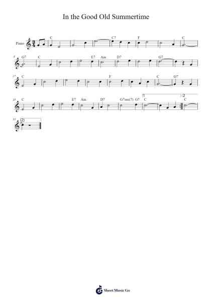 In the Good Old Summertime Sheet Music by R. Shields/G. Evans-Arr.Hazlius
