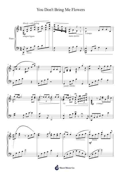 You Don't Bring Me Flowers Sheet Music by Neil Diamond-Arr.Manssaul Dexy